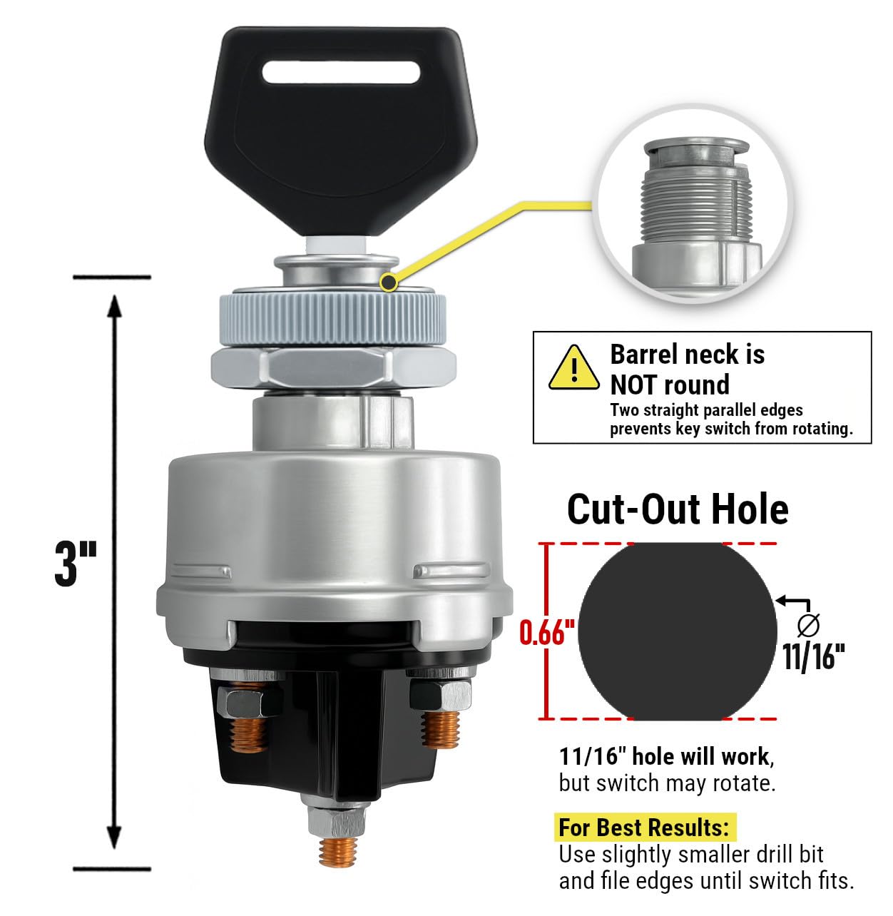 MGI SpeedWare Interrupteur à clé d'allumage universel 4 positions